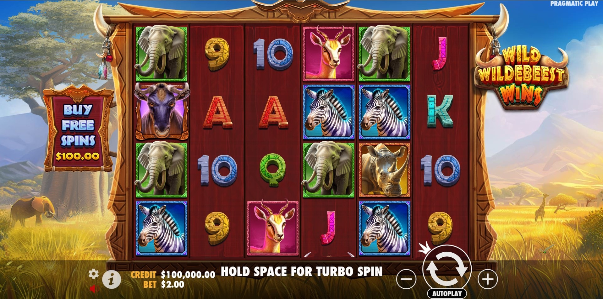 Wild Wildebeest Wins slot game artwork