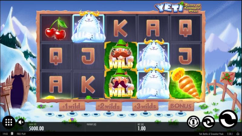Yeti Battle Of Greenhat Peak slot game artwork